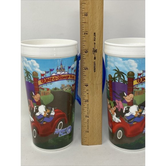 Set 2 Disney World Rapid Fill Refillable Whirley Travel Mugs Cups Purple Blue - Picture 5 of 6